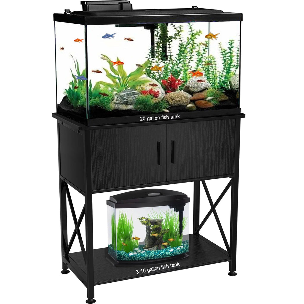 Fish Tank Stand Metal Aquarium Stand for 20 Gallon Long with Accessories Storage