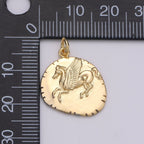 14k GF Greek Pegasus Gold Coin Pendant,  Flying Horse Coin Pendant, Al- Buraq Coin Pendant Earing DIY, Heavenly Flying Horse Coin Charm D-205