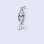 14K Gold Filled 9mm Orange CZ Multidimensional Textured Fish Sea Animal Charm | AF1525 AF1526