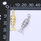 14K Gold Filled 9mm Orange CZ Multidimensional Textured Fish Sea Animal Charm | AF1525 AF1526