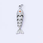 14K Gold Filled 9mm Orange CZ Multidimensional Textured Fish Sea Animal Charm | AF1525 AF1526