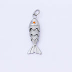 14K Gold Filled 9mm Orange CZ Multidimensional Textured Fish Sea Animal Charm | AF1525 AF1526