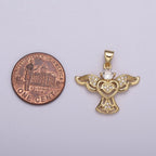 14k Gold filled Bird charm w/ Micro Pave Heart pendant, Necklace supply, Jewelry makings N-514