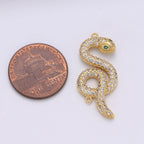 14K Gold Filled Snake Connector, Serpent Animal Lover Link Connector Cubic Zirconia Bracelet Connector, Necklace Pendant Findings For Jewelry Making Supply F-455