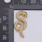 14K Gold Filled Snake Connector, Serpent Animal Lover Link Connector Cubic Zirconia Bracelet Connector, Necklace Pendant Findings For Jewelry Making Supply F-455