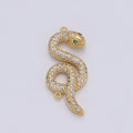 14K Gold Filled Snake Connector, Serpent Animal Lover Link Connector Cubic Zirconia Bracelet Connector, Necklace Pendant Findings For Jewelry Making Supply F-455
