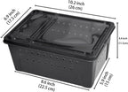 Portable Reptile Terrarium Habitat for Mini Pet Houses Breathable Holes Stackable Container (Black-M)