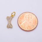 16K Gold Filled 13mm Micro Paved CZ Pet Animal Dog Bone Charm | Charms-01485