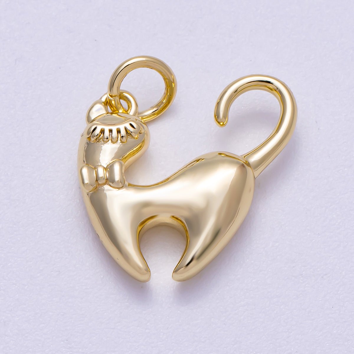 16K Gold Filled 15mm Kitty Cat Pet Animal 3D Multidimensional Charm | Charms-00629