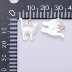 18K Gold Filled 17mm Black, White Shell Pearl Cat Kitten Pet Animal Charm | Charms-01407 Charms-01408