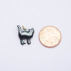18K Gold Filled 17mm Black, White Shell Pearl Cat Kitten Pet Animal Charm | Charms-01407 Charms-01408