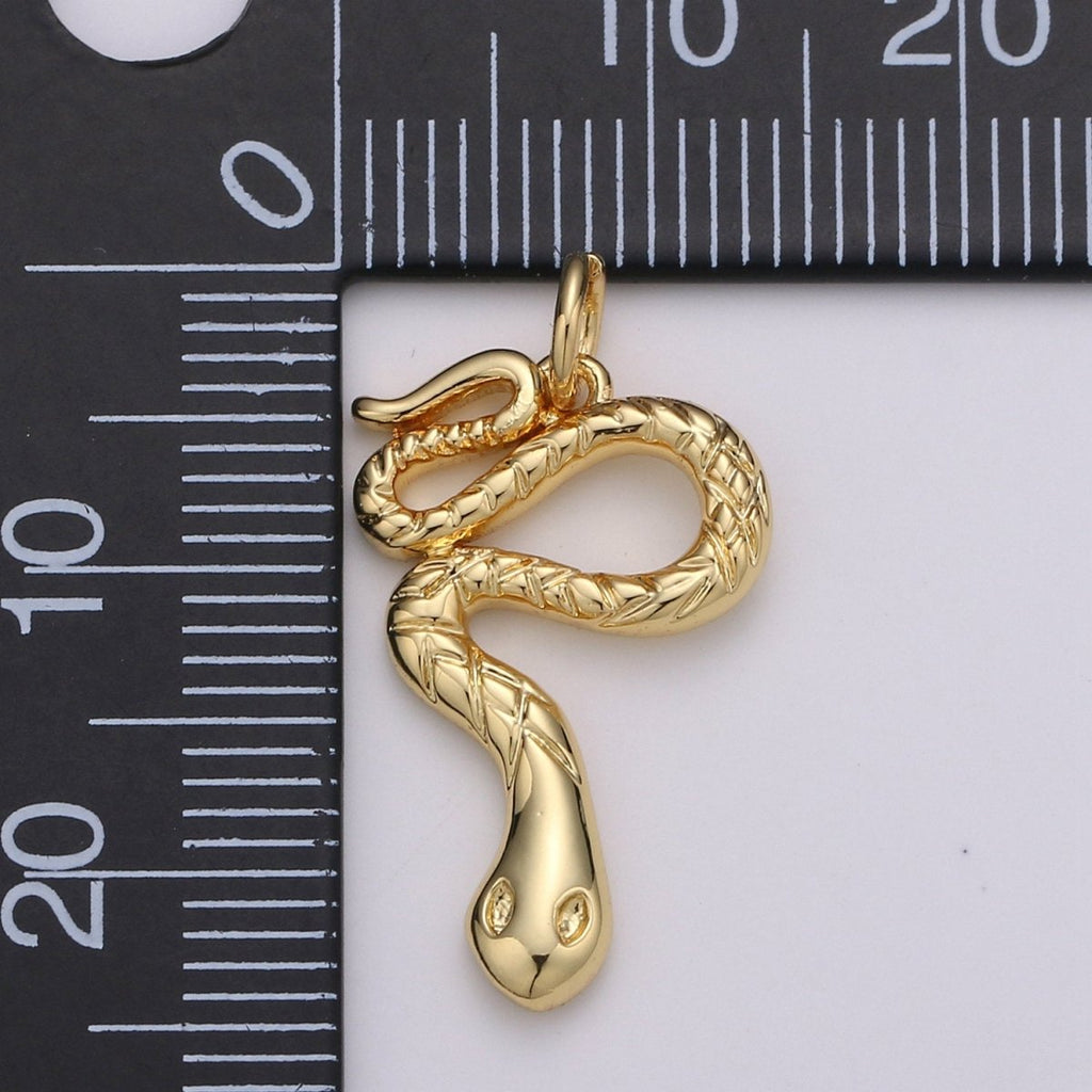 1pc 14k Gold Filled Snake Charm, Gold Snake Pendant Charm, Gold Filled Charm, For Serpent Animal Venom DIY Jewelry, D-411