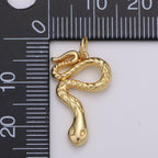 1pc 14k Gold Filled Snake Charm, Gold Snake Pendant Charm, Gold Filled Charm, For Serpent Animal Venom DIY Jewelry, D-411