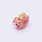 24K Gold Filled 21mm Blue, Pink, Tabby, Black, Rose, Orange, White Ceramics Cat Pet Animals Charm | AC1624 - AC1628