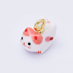 24K Gold Filled 21mm Blue, Pink, Tabby, Black, Rose, Orange, White Ceramics Cat Pet Animals Charm | AC1624 - AC1628