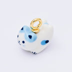 24K Gold Filled 21mm Blue, Pink, Tabby, Black, Rose, Orange, White Ceramics Cat Pet Animals Charm | AC1624 - AC1628