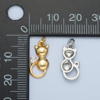 24K Gold Filled 16.5mm Mini CZ Kitten Cat Pet Animal Charm in Gold & Silver | E380