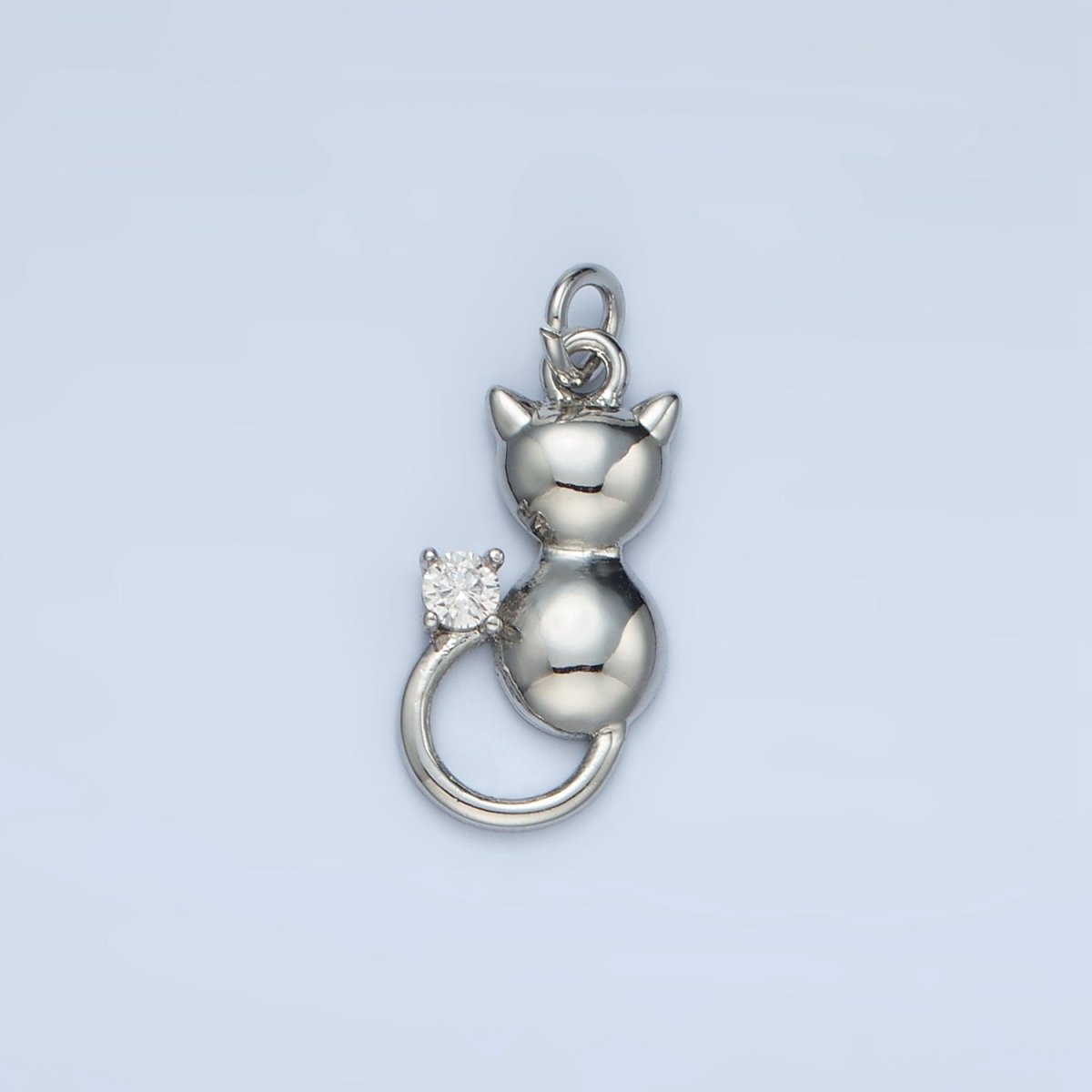 24K Gold Filled 16.5mm Mini CZ Kitten Cat Pet Animal Charm in Gold & Silver | E380