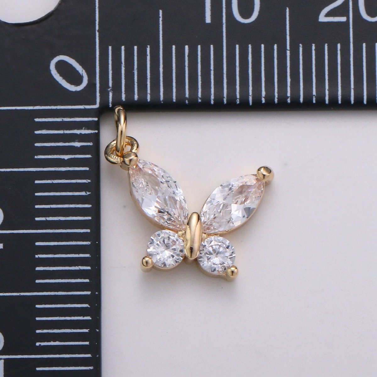 24k Gold Filled Pear Cut CZ Butterfly Charm, Cubic Zirconia Mariposa Pendant Charm, Dainty Gold Filled Charm, For DIY Jewelry D-384 D-775
