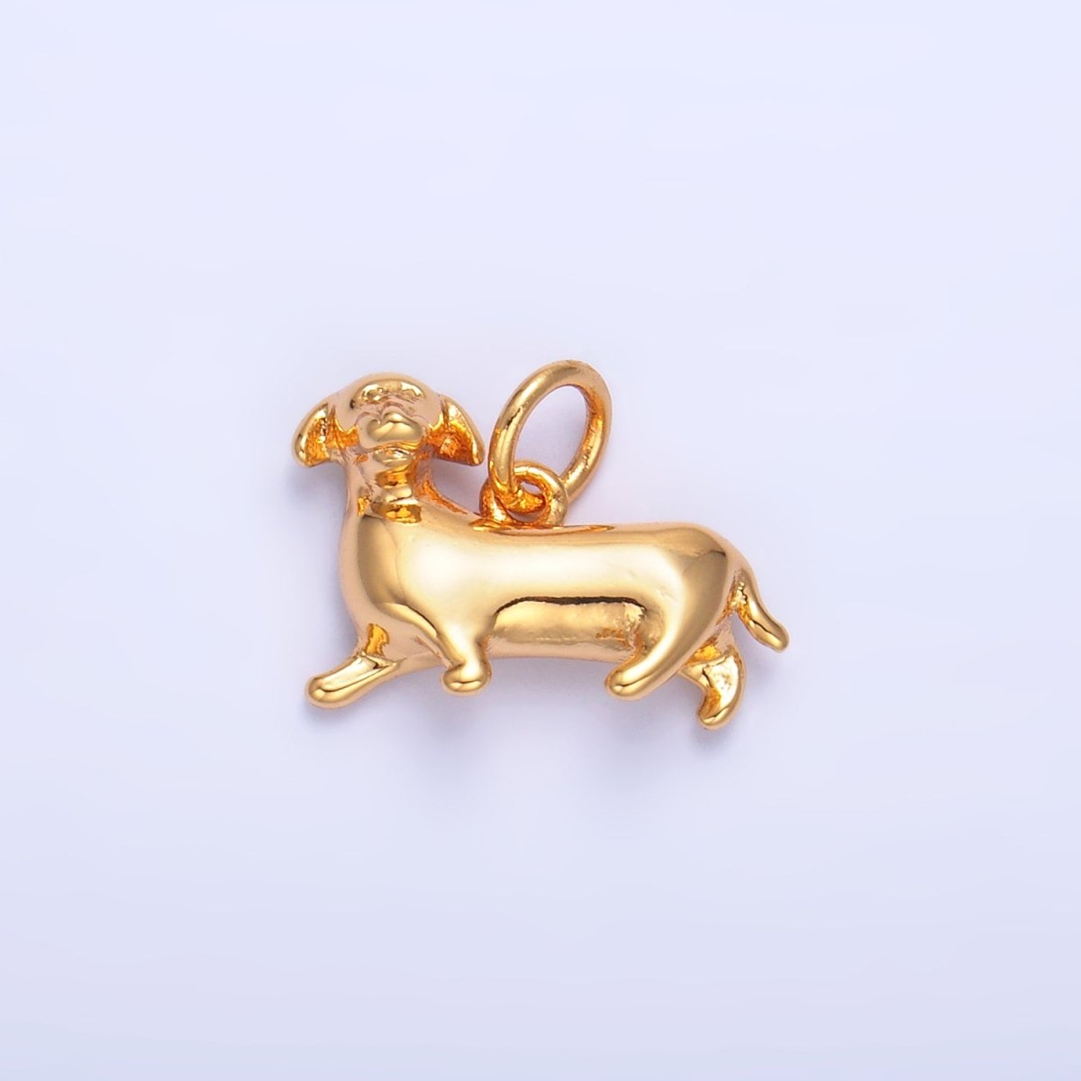 24K Gold Filled Sausage Weiner Dachshund Pet Dog 3D Multidimensional Charm | W388