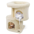 26 Inch Cat Tower with Large Padded Push Perch and Dual Condos
