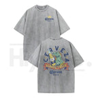 Lizard Beer Graphic Vintage Washed T-Shirt – 230G Heavy Cotton Double-Sided Streetwear Tee