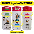 3-in-1 Bundle Enrichment Tube for Dogs - Tug Toy, Treat Dispenser & Snuffle Ball