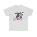 Vintage Jazz Cat "Midnight Session" T-Shirt - Retro Saxophone Cat Graphic Tee, Blue Note Style Jazz Apparel, Mid-Century Modern Music Shirt, Lofi Aesthetic Sax Cat Top, Premium Heavyweight Musician Gift