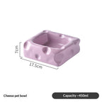 Creative Cheese-shaped Ceramic Bowl Cute Cat Food Dish