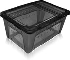 Portable Reptile Terrarium Habitat for Mini Pet Houses Breathable Holes Stackable Container (Black-M)