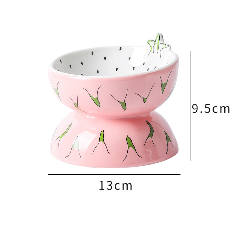 Ceramic Raised Cat Bowl 5In Elevated Wide Cat Bowl For Food And Water Anti Vomiting Tilted Pet Feeder Dish For Indoor Cats And Small Dogs