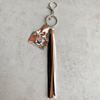Handmade Popular Jewelry Western Farm Style Leather Keychain Cow Horse Deer Cow Brand Leather Tassels