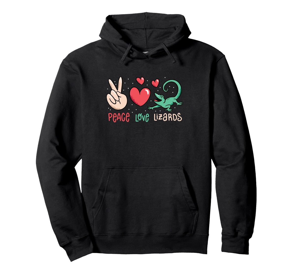 Reptile Animal Funny Peace Love Lizards Hoodie - Novelty Apparel Men Women