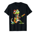 Cartoon Lizard Rocker Playing Electric T-Shirt - Unique Graphic Unisex