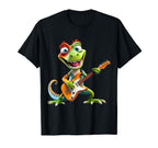 Cartoon Lizard Rocker Playing Electric T-Shirt - Unique Graphic Unisex