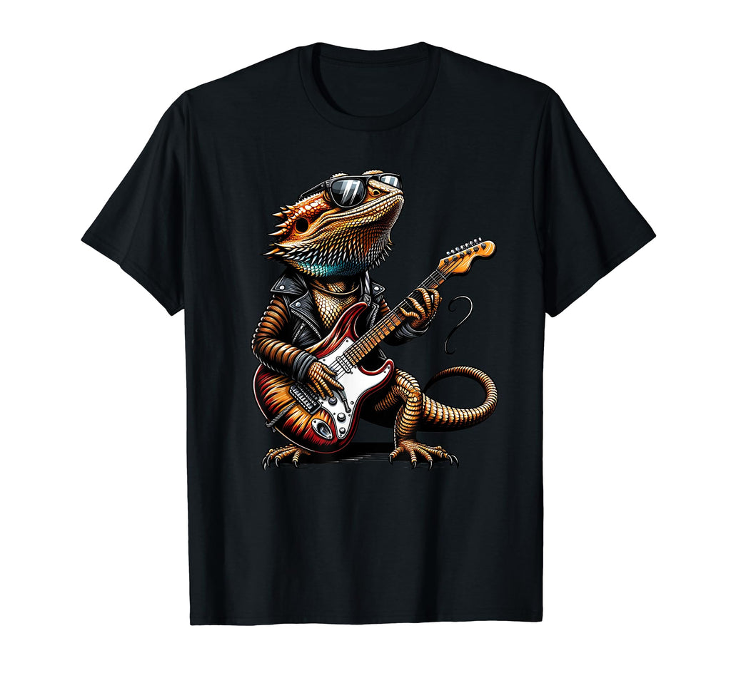 Bearded Dragon Shredder Electric Guitar T-Shirt - Minimalist Print Unisex