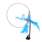 Suction cup cat toy stick that can be attached and held with steel wire multi head interchangeable cat toy and pet supplies