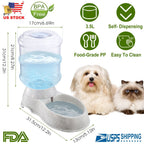3.5L/1Gal Pet Water Dispenser Self-Dispensing Gravity Pets Water Feeder Automatic Pet Waterer Cat Dog