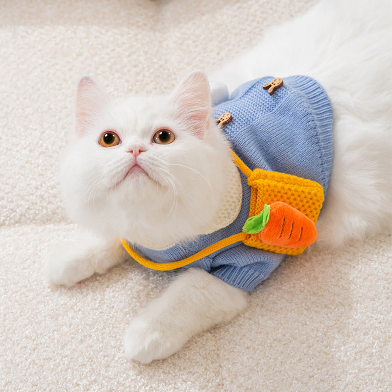 New Cute Cat Clothes Hair proof Autumn Puppet Kitten English Short Blue Cat Pet Autumn Winter Cat Sweater