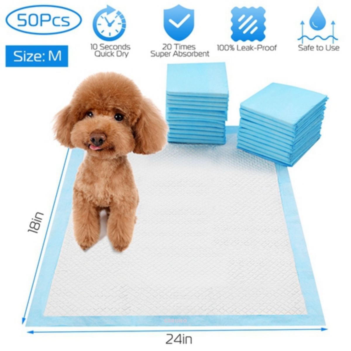 50Pcs/Set Dog Training Pads Puppy Pee Pads Cat Wee Mats Potty-Train 24ÕÕ*18ÕÕ M