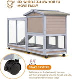 Rabbit Hutch Wooden Rabbit Cage Two Layers Chicken Coop Outdoor Indoor Bunny Cage Guinea Pig Cage Waterproof Roof Bu