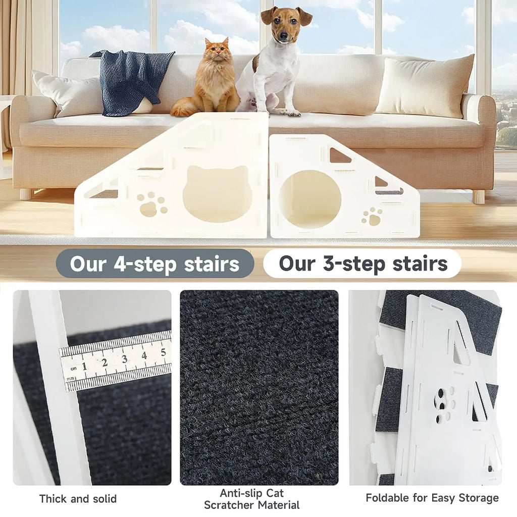 3/4 Dog Stair Ladder Steps Staircase Scale Soft Removable Climbing Toy for Pet Cat Anti Brief Catcase for Sofa Pet Stairs