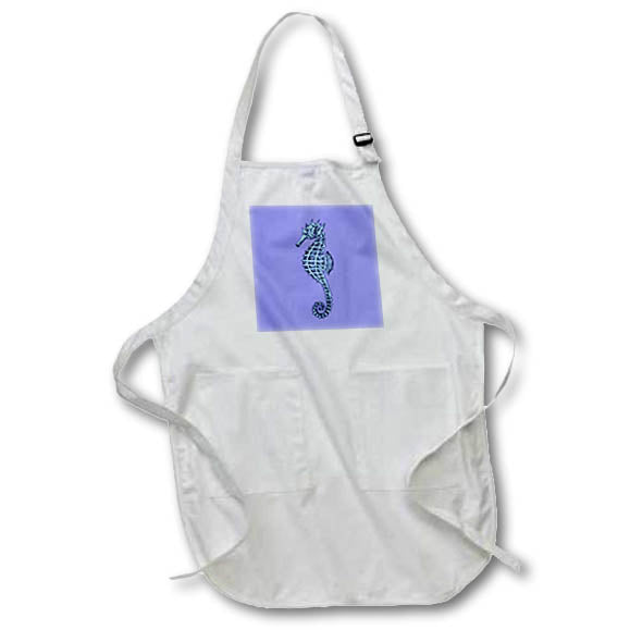 Apron - Cute Seahorse Tattoo Style In Blue and Gray Vector Art - Seahorse