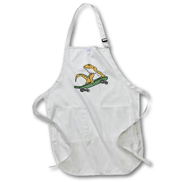 Apron - Funny Cute Bearded Dragon Lizard Riding Skateboard Skateboarder Animals