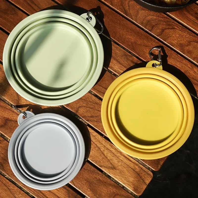 Dog Feeders Folding Silicone Bowl Outdoor Travel Foldable Portable Cat Dog Food Water Container Feeding Tray Bowl Pet Supplies