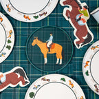 Horse Plaid Party Napkins (8x8in) | Equestrian Party Tableware | Eco-Friendly, Recyclable Paper Napkins (x 20)