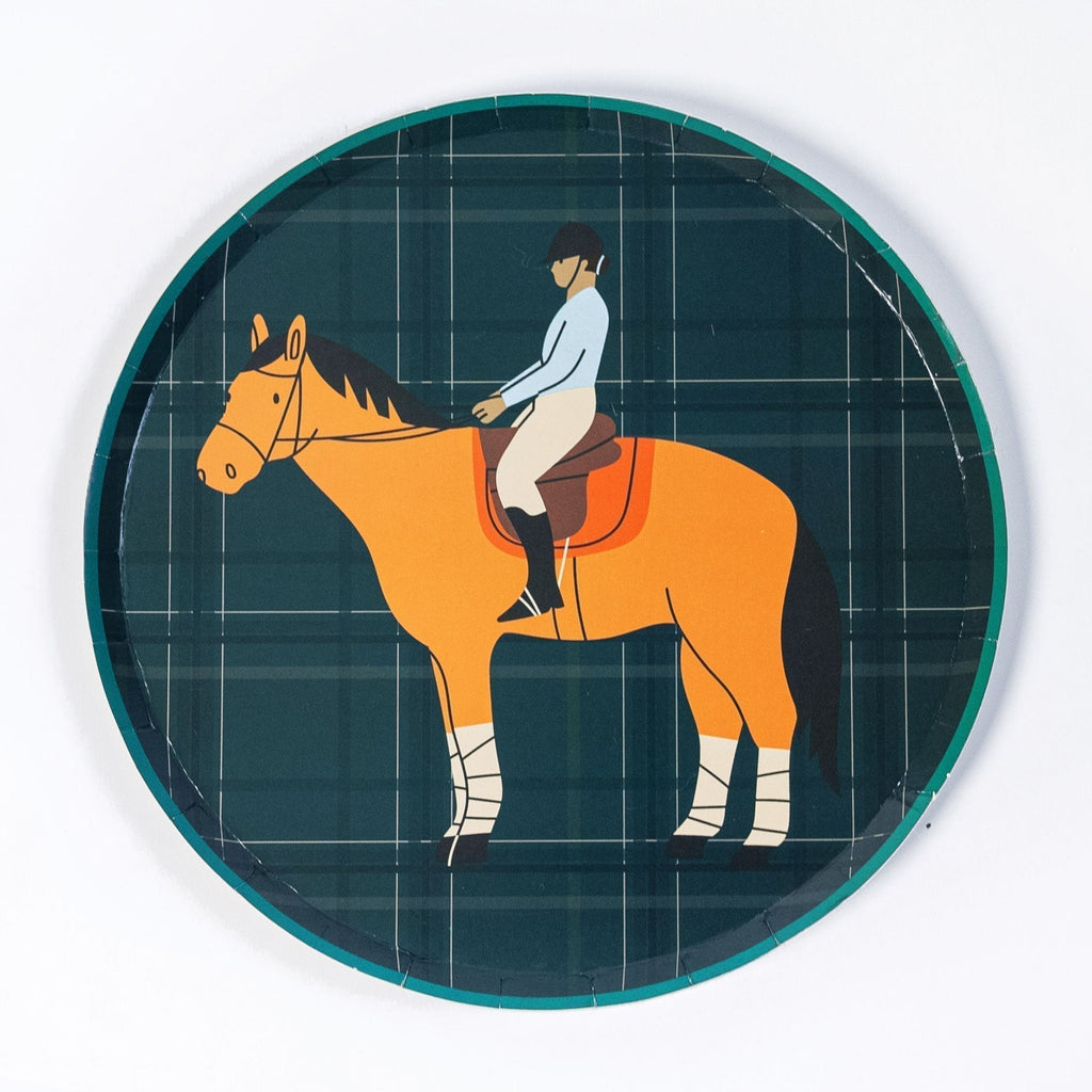Equestrian Horse Dessert Plates (7 Inch) | Horse Party Supplies | Recyclable Paper Plates for Horse Lovers, Pony Party, Kids & Adults (x 12)