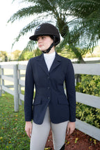 Grand Prix Ladies EQJ 3 Button Show Coat, NY Tech Fabric, Navy
