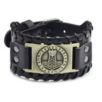 Trendy Viking Bracelet Nordic Rune Compass God Bird Charm Men's Bracelet New Fashion Leather Woven Jewelry Accessorie Party Gift