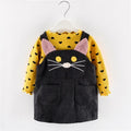Modern Girls Clothes Sets Cotton Long Sleeves Dot T-shirt and Cat Strap Dress 2Pcs Baby Clothing Dress For Girls and Babies from 6-24months and Girls 3-4years